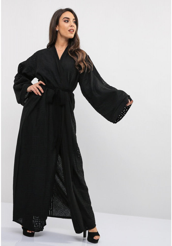 black printed abaya