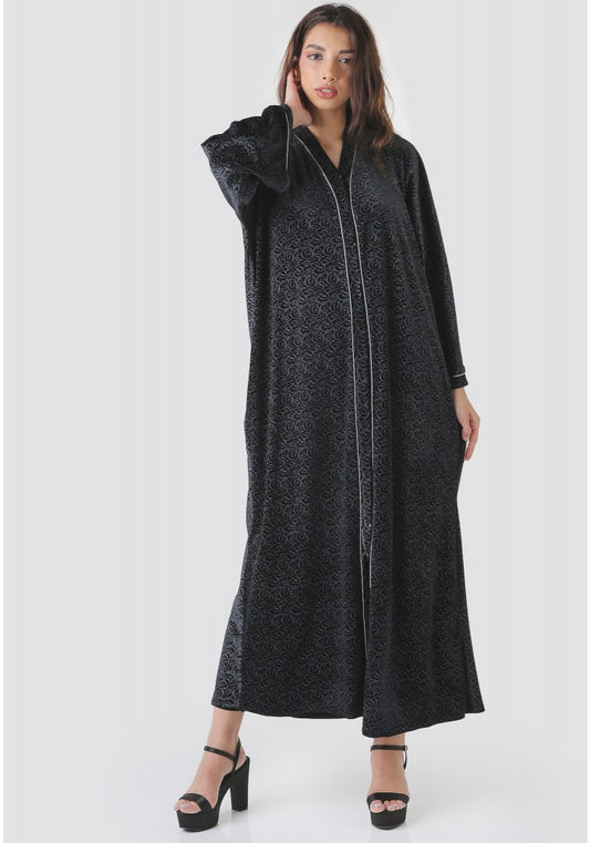 printed velvet abaya