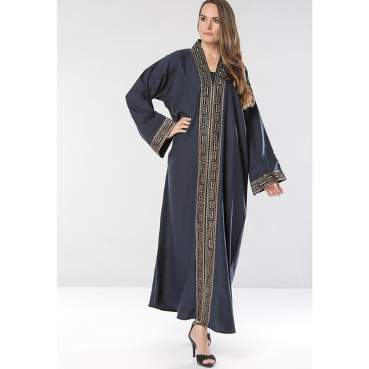 front open lace abaya