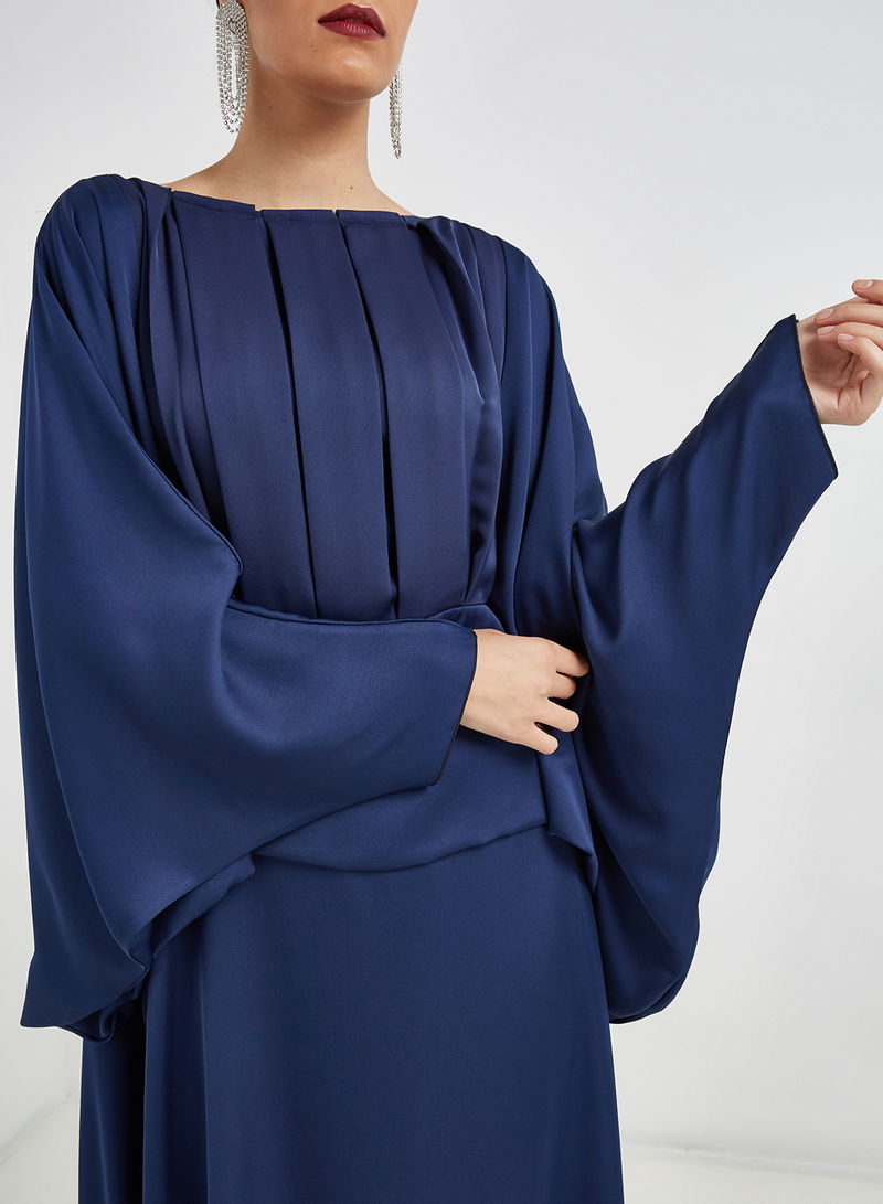 Blue Kaftan style pleated abaya