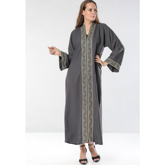 front open lace abaya