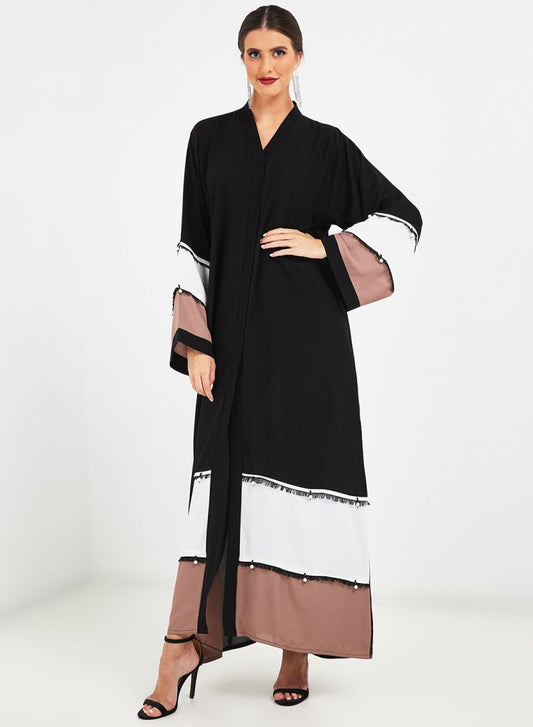 front open beads abaya