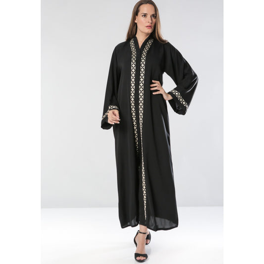 front open lace abaya