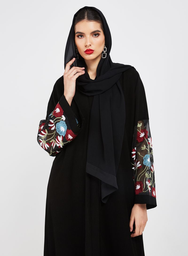 mesh embellished abaya