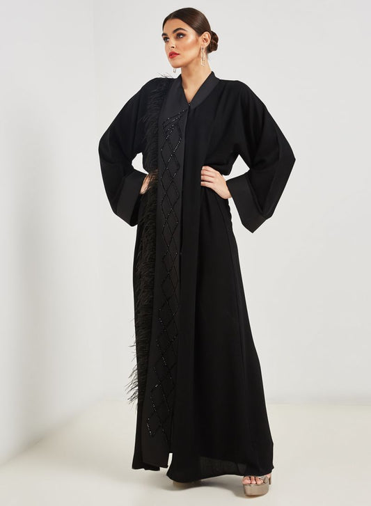 Beads and fur abaya