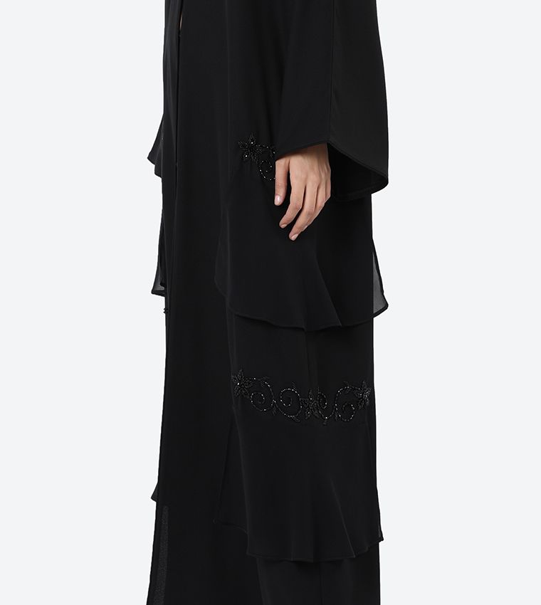 black frill style abaya