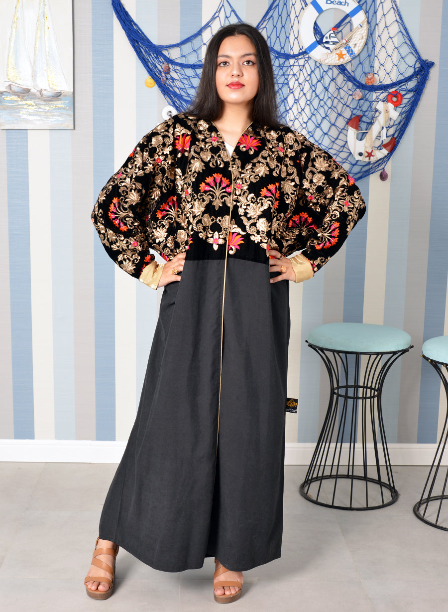 floral embroidered abaya