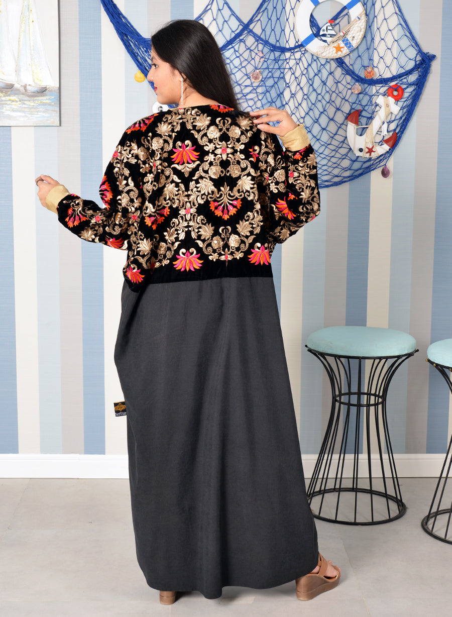 floral embroidered abaya