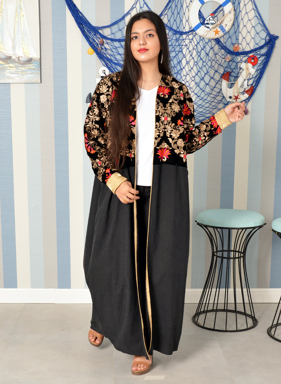 floral embroidered abaya