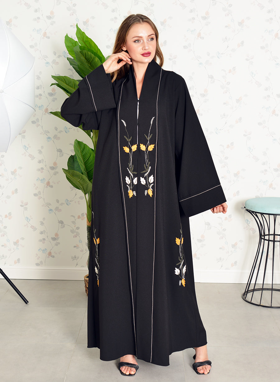 floral embroidered abaya