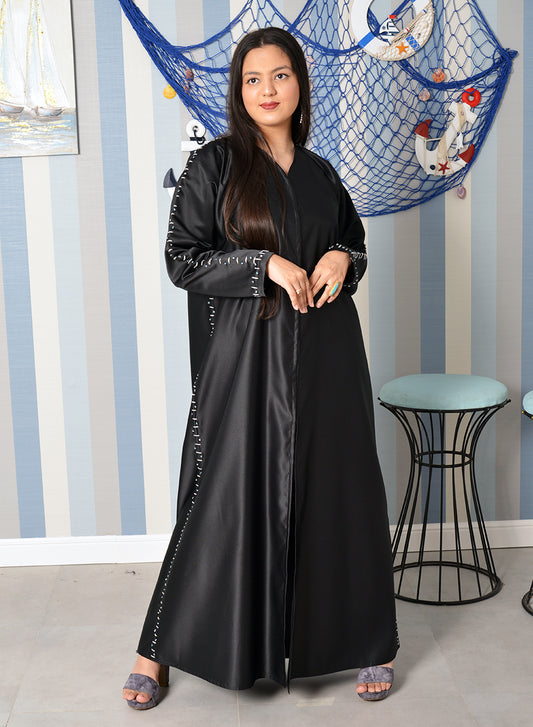 Bsi3875- Hand embroidered with beads embellished abaya