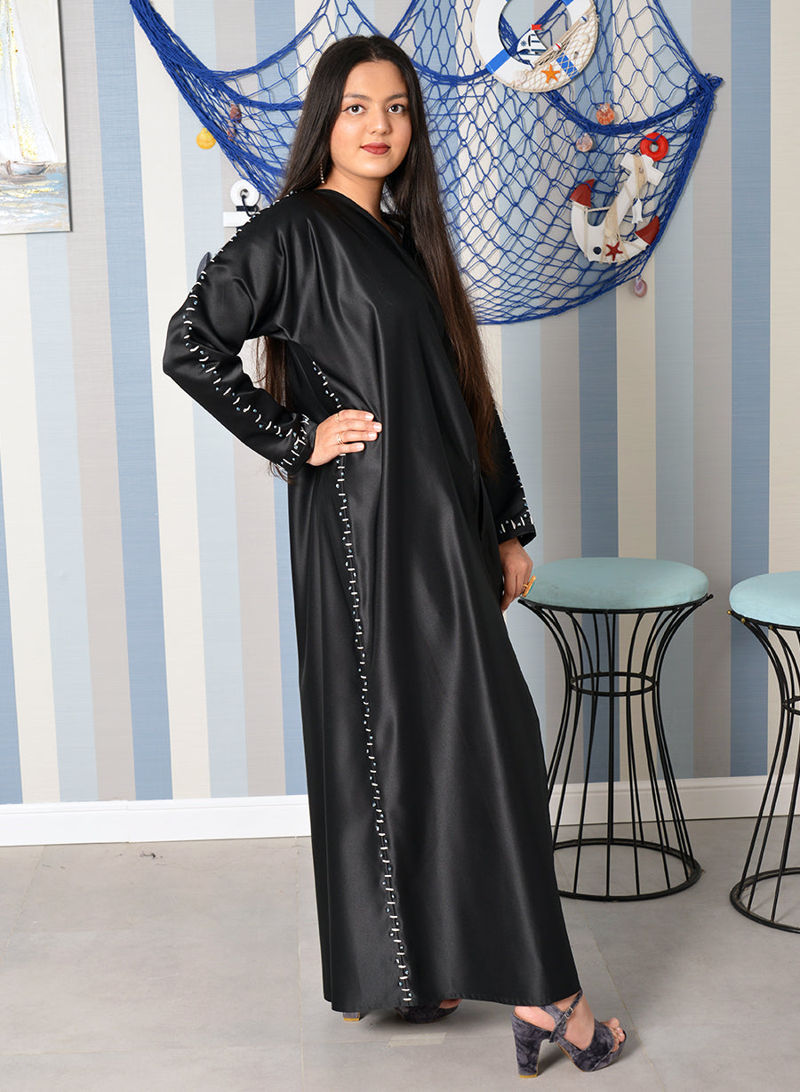 Bsi3875- Hand embroidered with beads embellished abaya