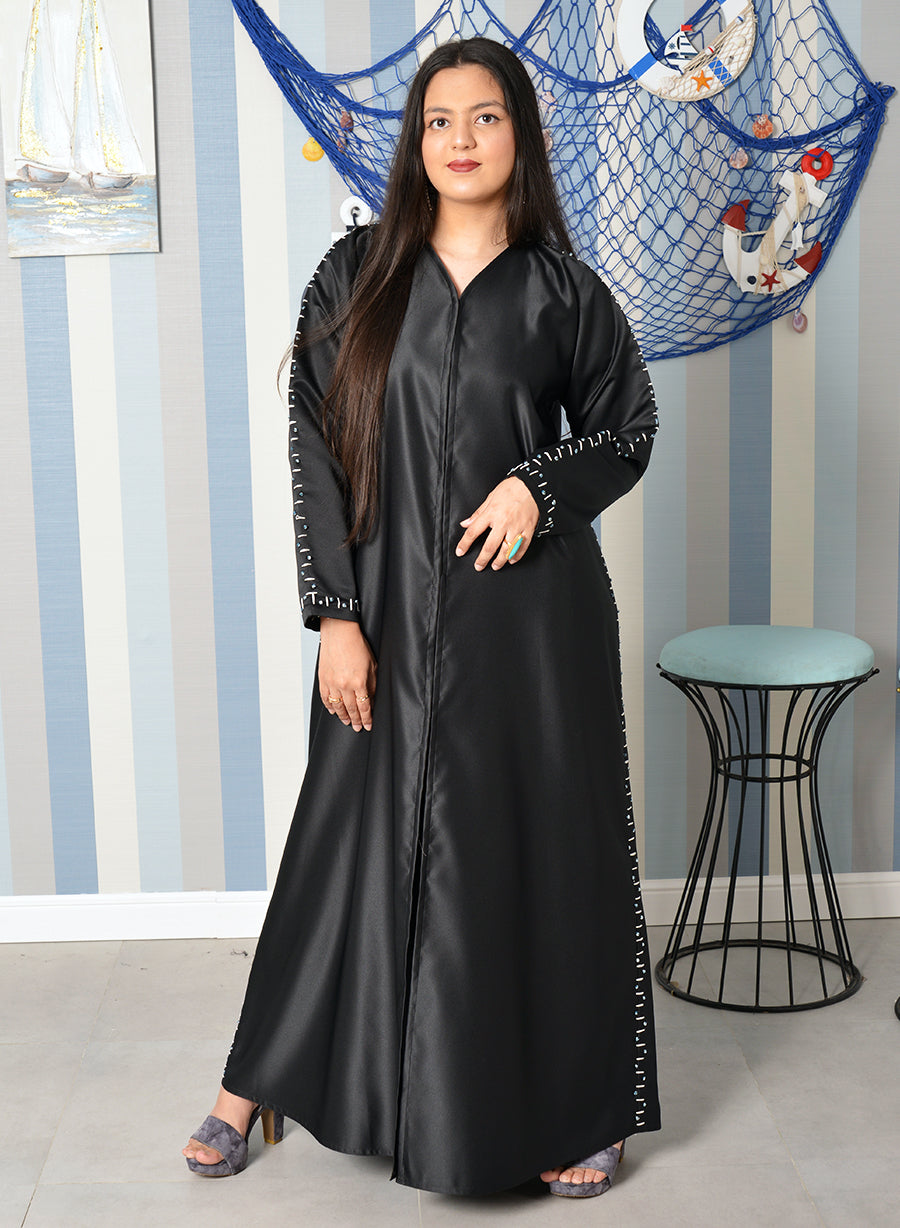 Bsi3875- Hand embroidered with beads embellished abaya