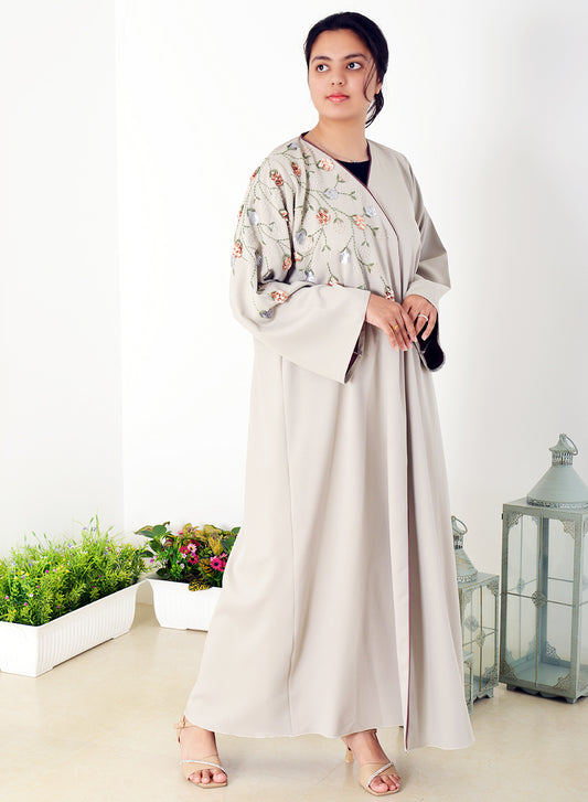 Modern Hand Embroidered Abaya with Bead Embellishments | Bsi3930