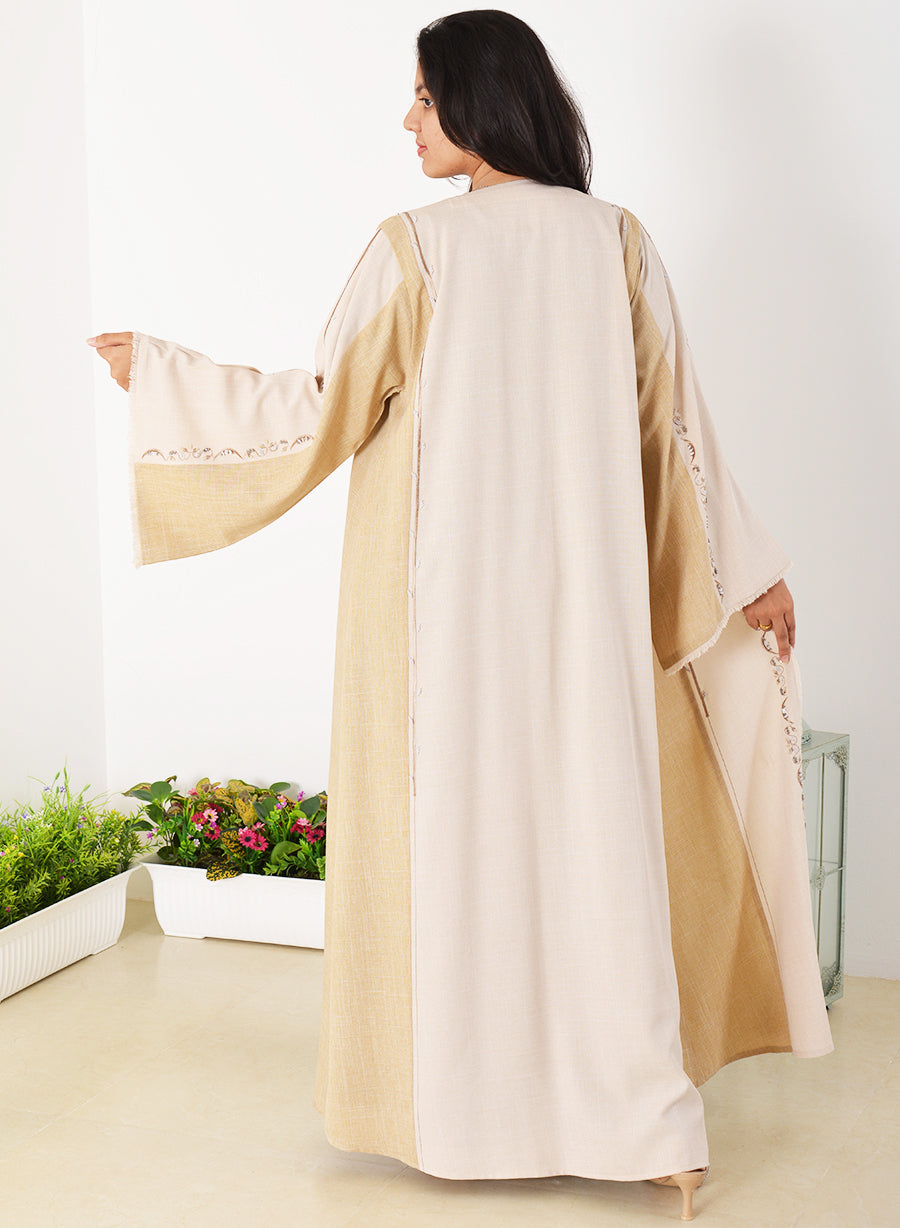 Dual Tone Beads Embellished Bisht Abaya | Bsi3938