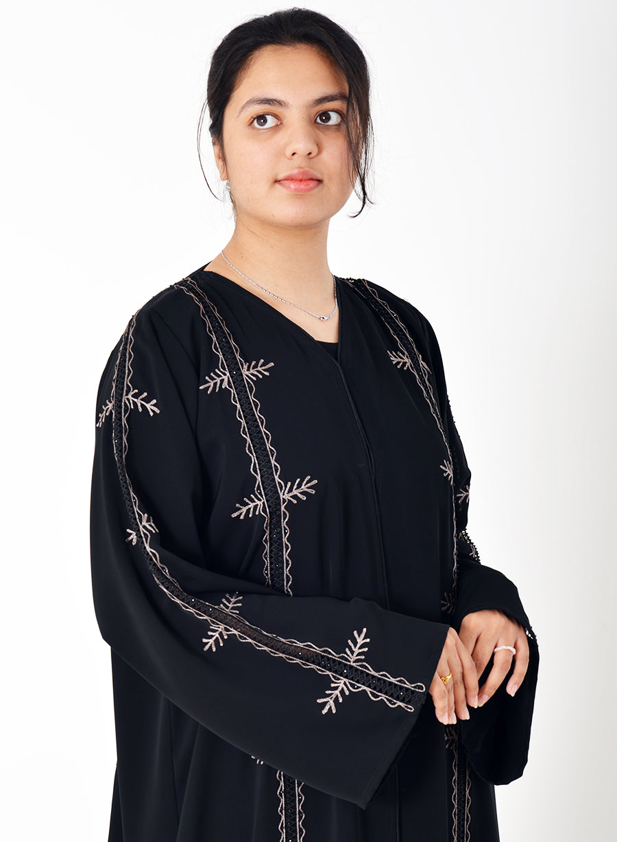 Lace with Stone Embellishment Embroidered Abaya | Bsi3959