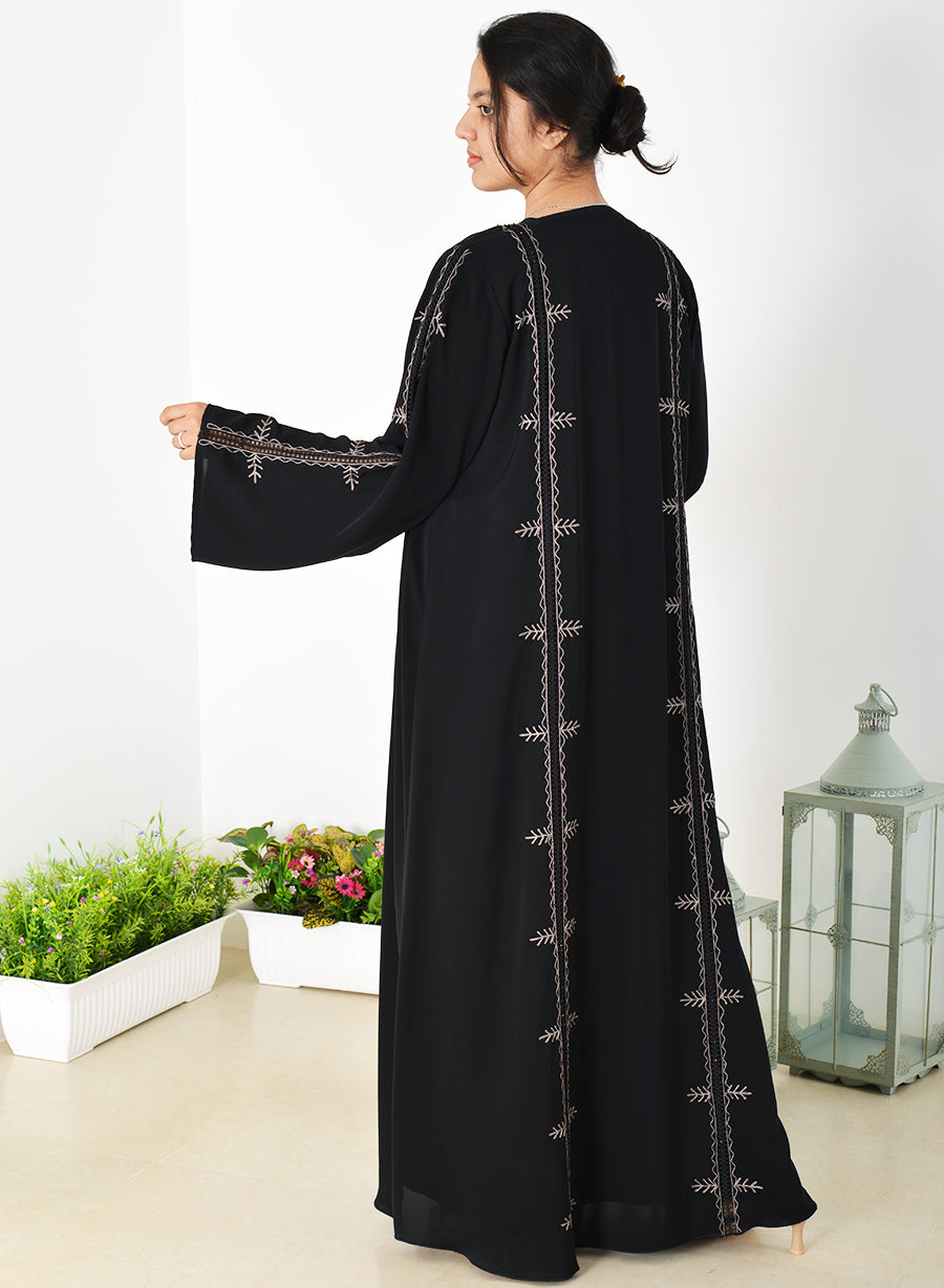 Lace with Stone Embellishment Embroidered Abaya | Bsi3959