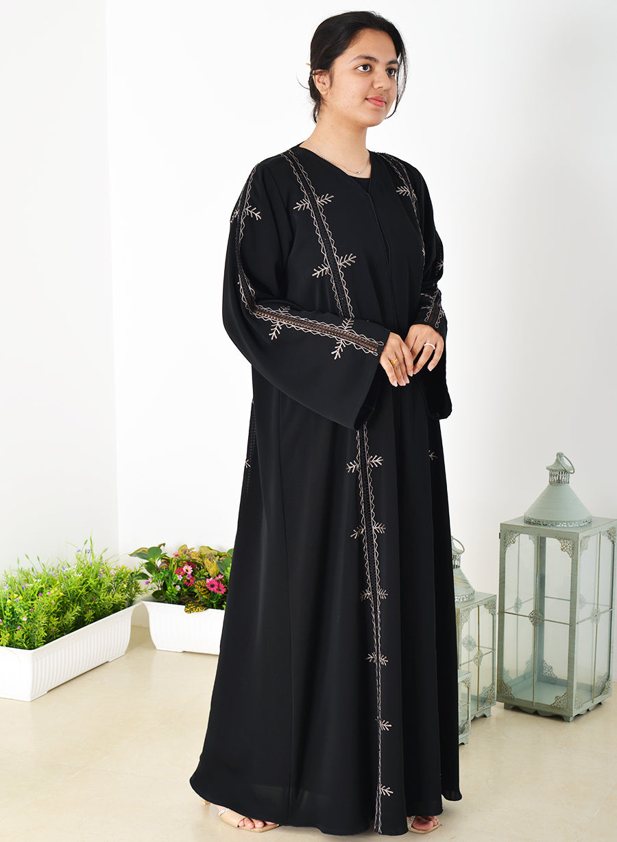 Lace with Stone Embellishment Embroidered Abaya | Bsi3959