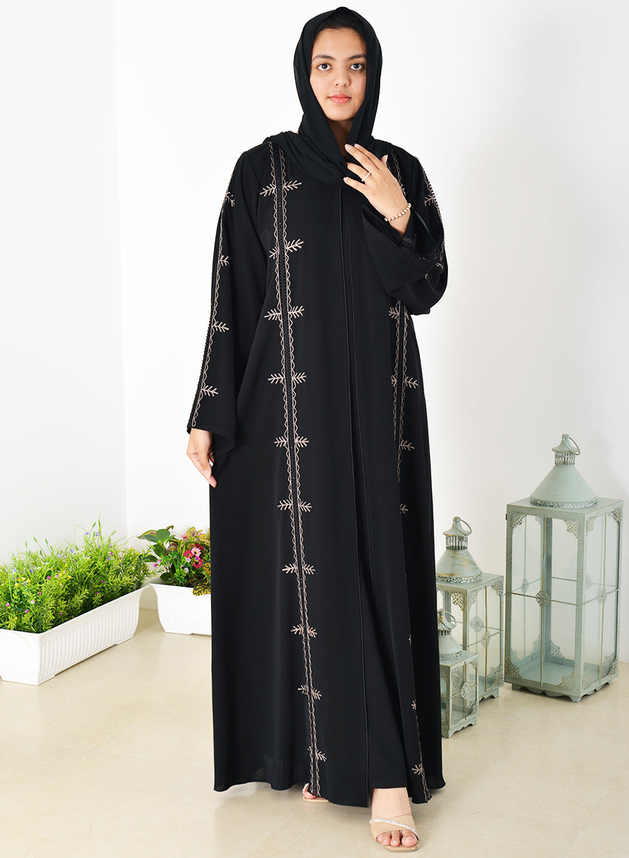 Lace with Stone Embellishment Embroidered Abaya | Bsi3959