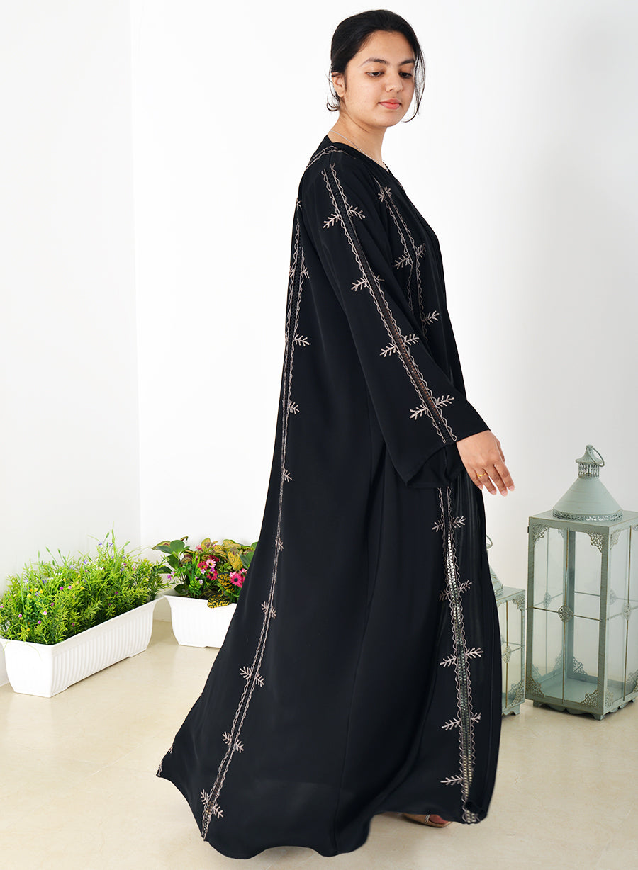 Lace with Stone Embellishment Embroidered Abaya | Bsi3959