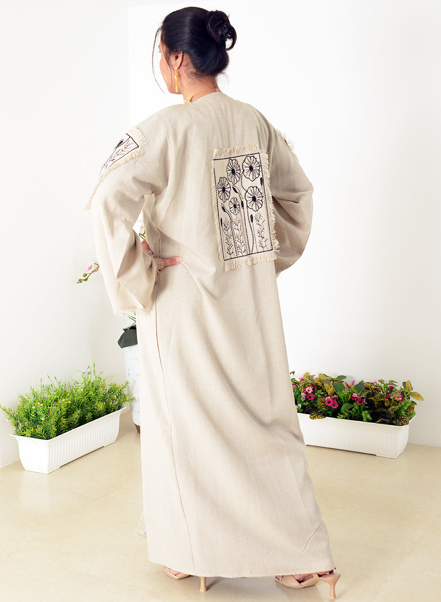 Bisht Style Stone Embellished embroidered Abaya | Bsi3966