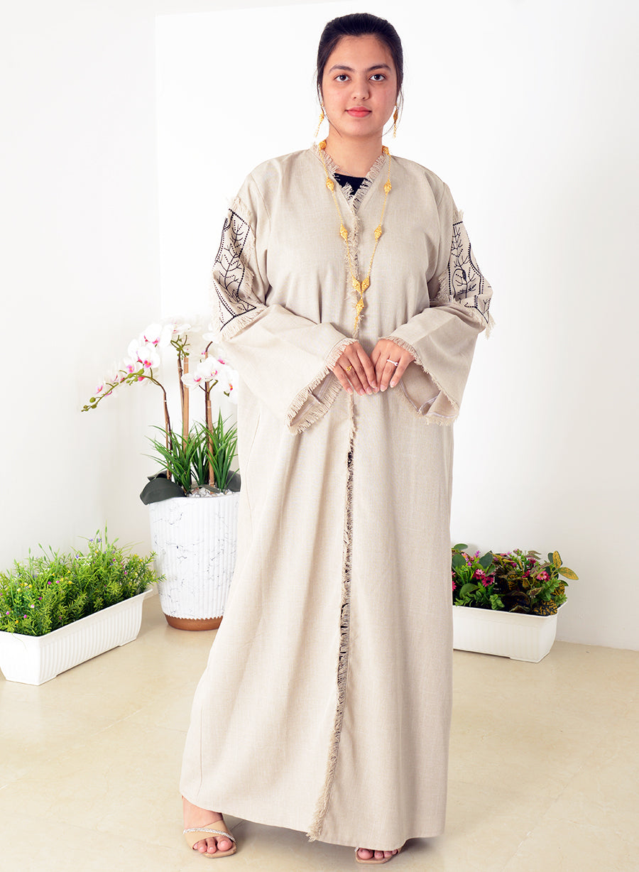 Bisht Style Stone Embellished embroidered Abaya | Bsi3966