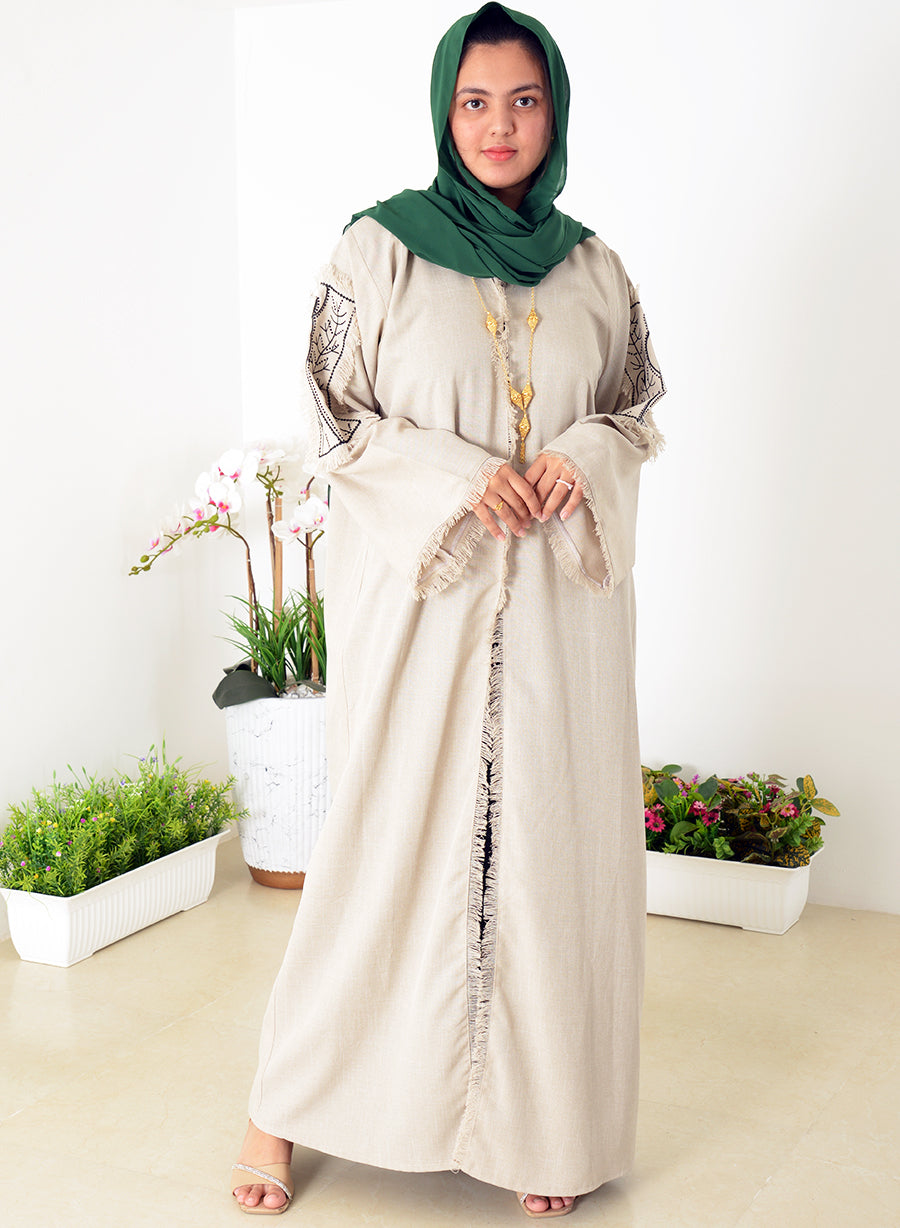 Bisht Style Stone Embellished embroidered Abaya | Bsi3966