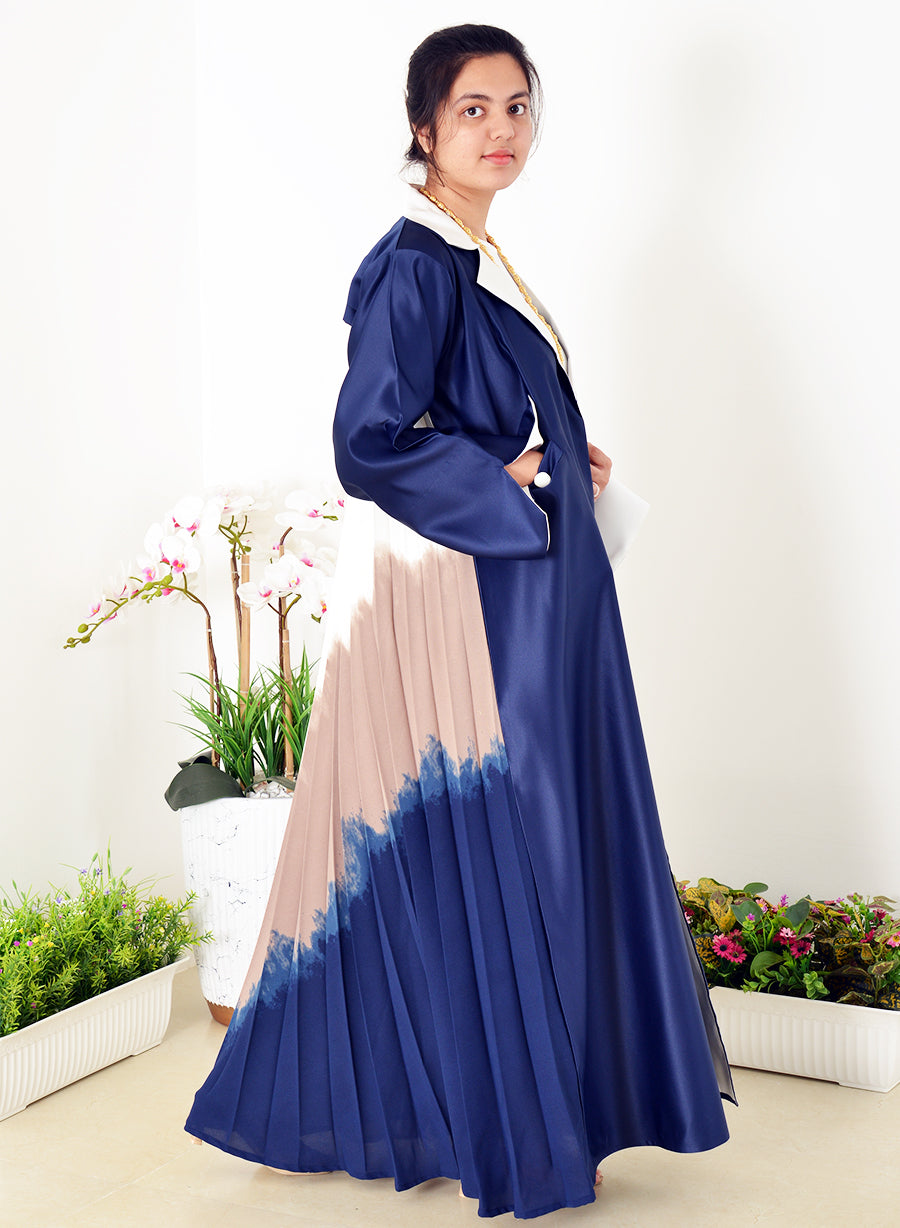 Modern Coat-Collar Abaya With Pleated Back Panel For Sophisticated Style | Bsi3968