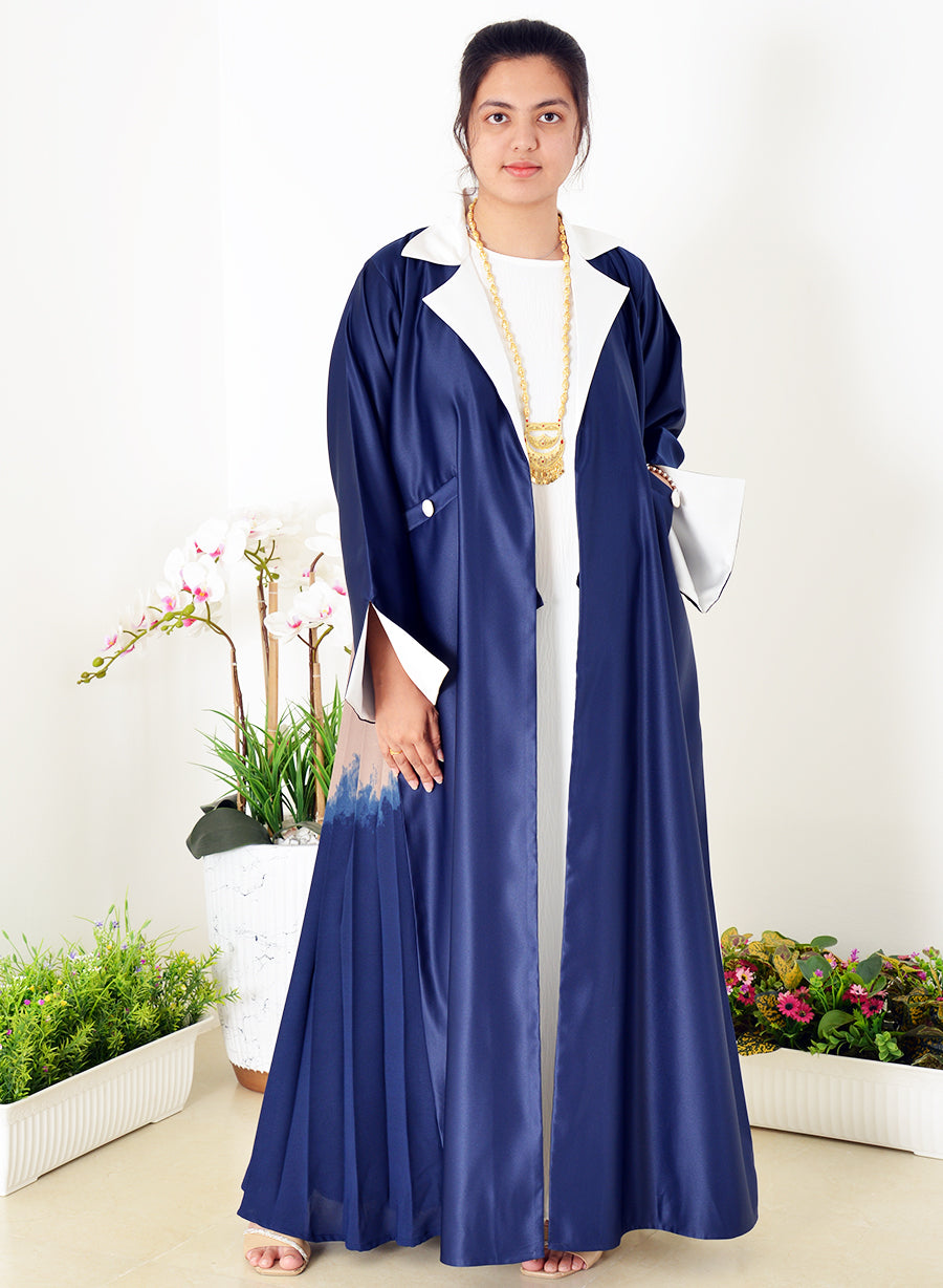 Modern Coat-Collar Abaya With Pleated Back Panel For Sophisticated Style | Bsi3968