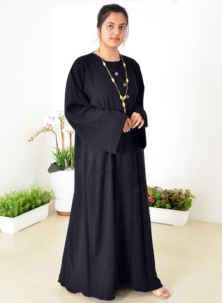 Black Abaya with Tassels and Bead Embellishments | Bsi3973