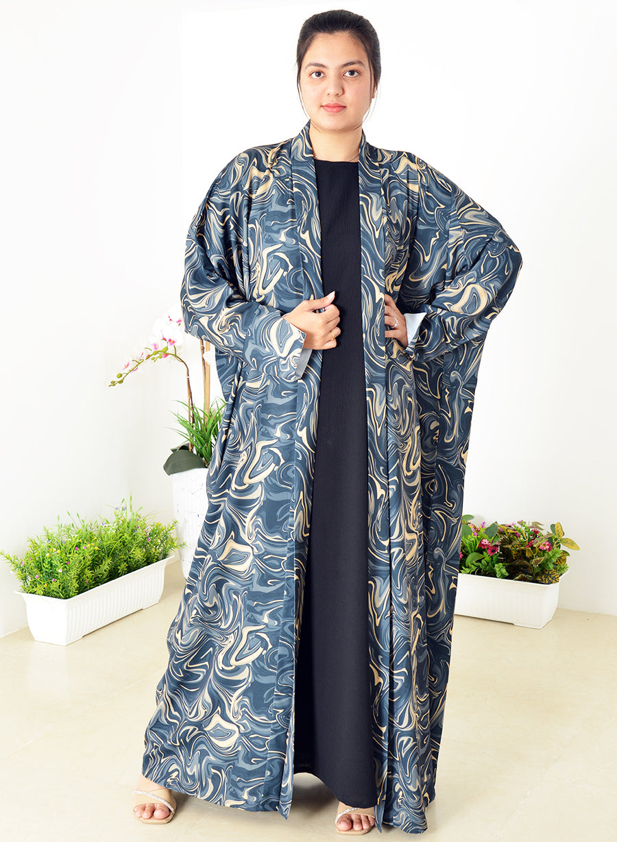 Bahraini Style Self Printed Plain Bisht Abaya | Bsi3980