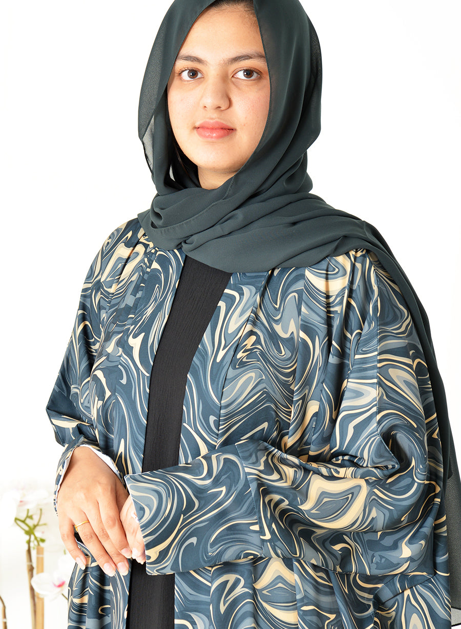 Bahraini Style Self Printed Plain Bisht Abaya | Bsi3980