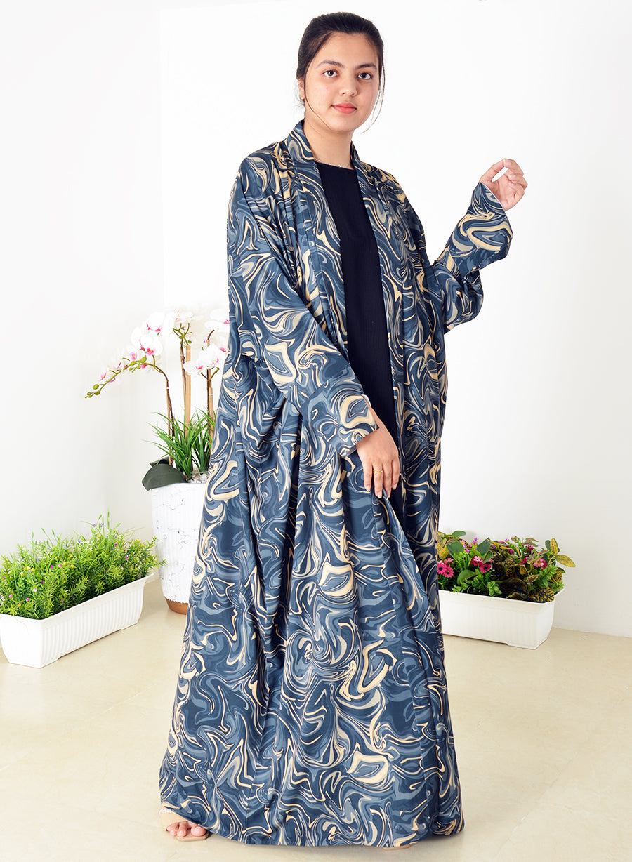 Bahraini Style Self Printed Plain Bisht Abaya | Bsi3980