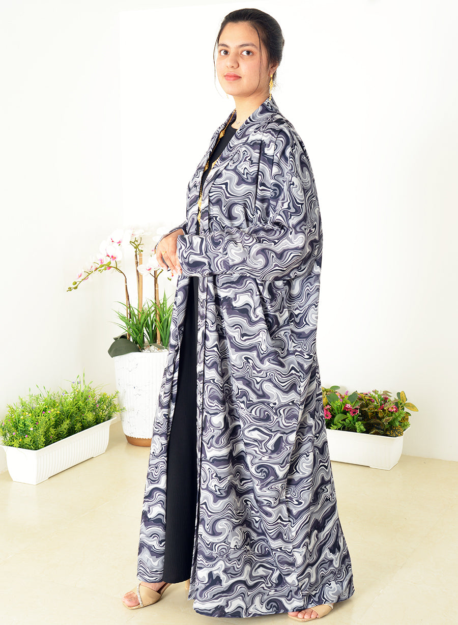 Bahraini Style Self Printed Plain Bisht Abaya | Bsi3982