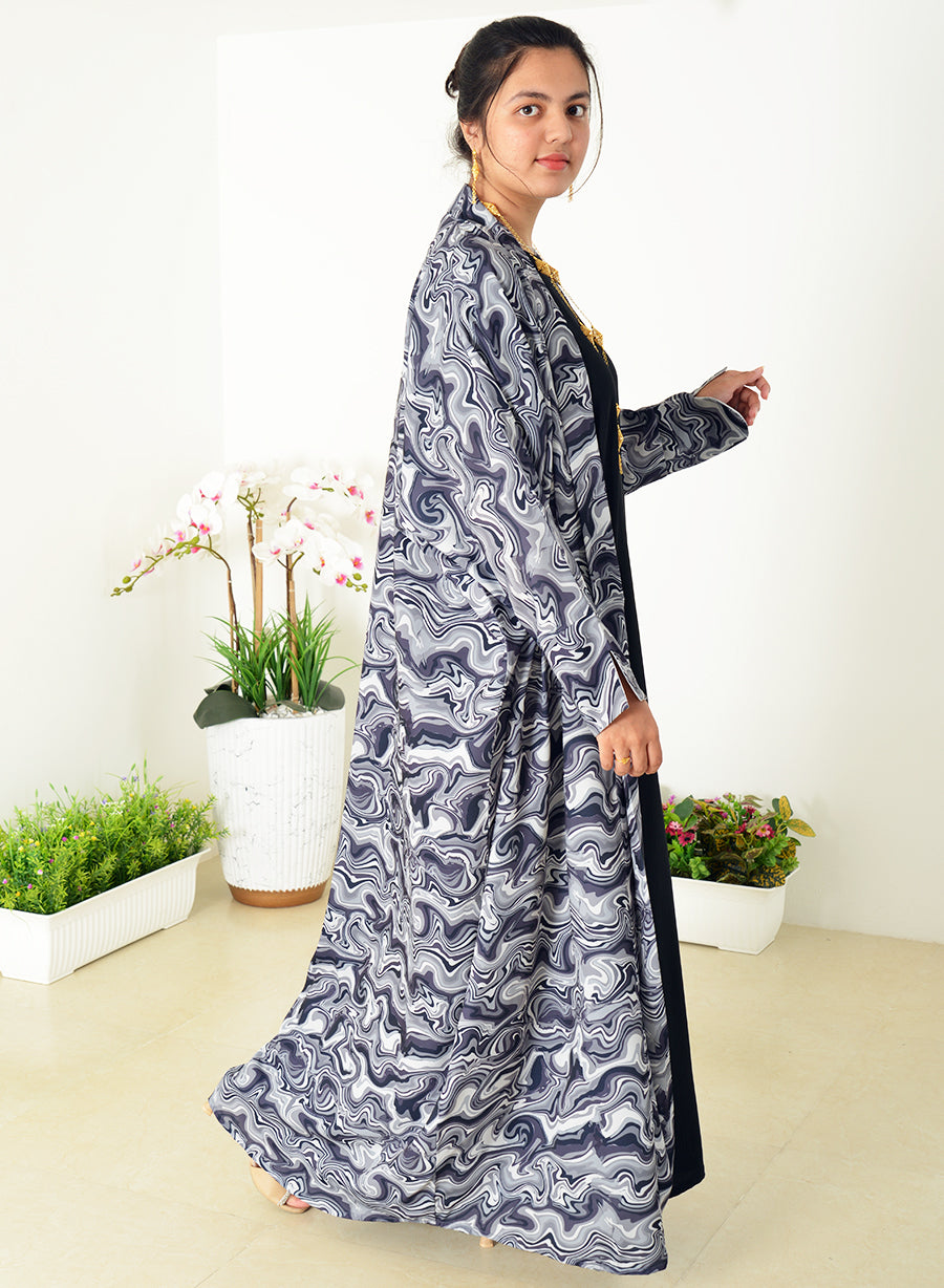 Bahraini Style Self Printed Plain Bisht Abaya | Bsi3982