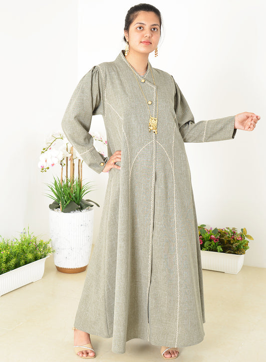 Turkish-Inspired Exquisite Embroidery and Button Embellishments Abaya | Bsi3986