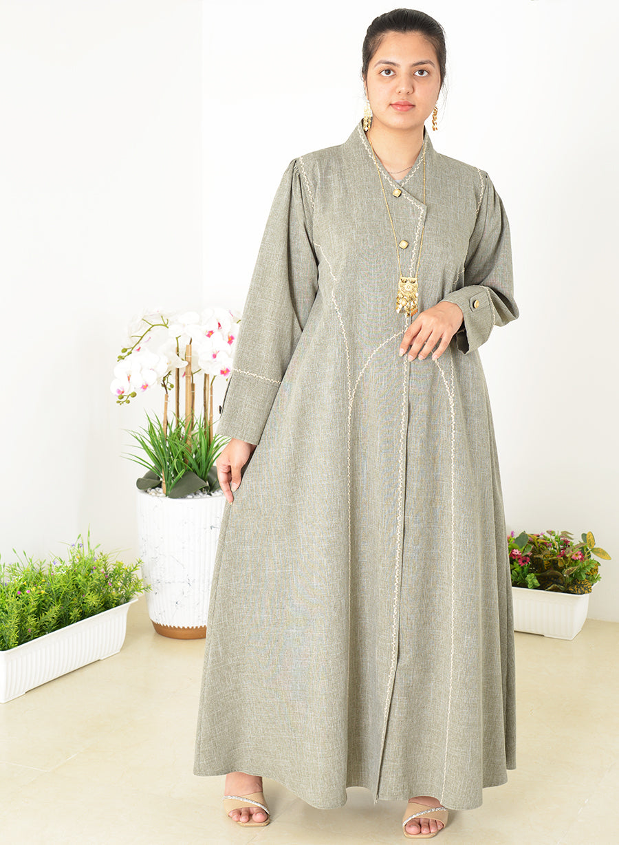 Turkish-Inspired Exquisite Embroidery and Button Embellishments Abaya | Bsi3986