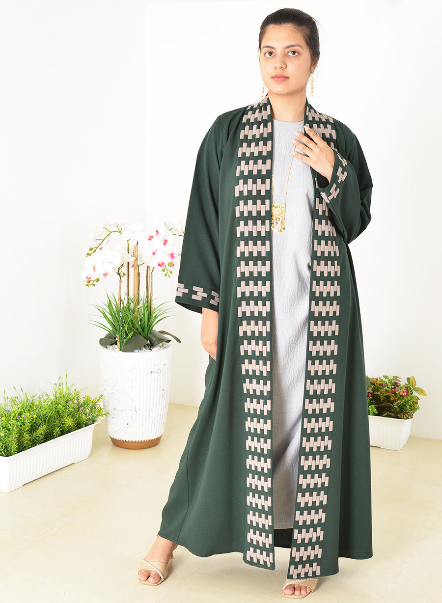 Embrace the Minimalist Chic of our Bisht Style Tweed Abaya | Bsi4011