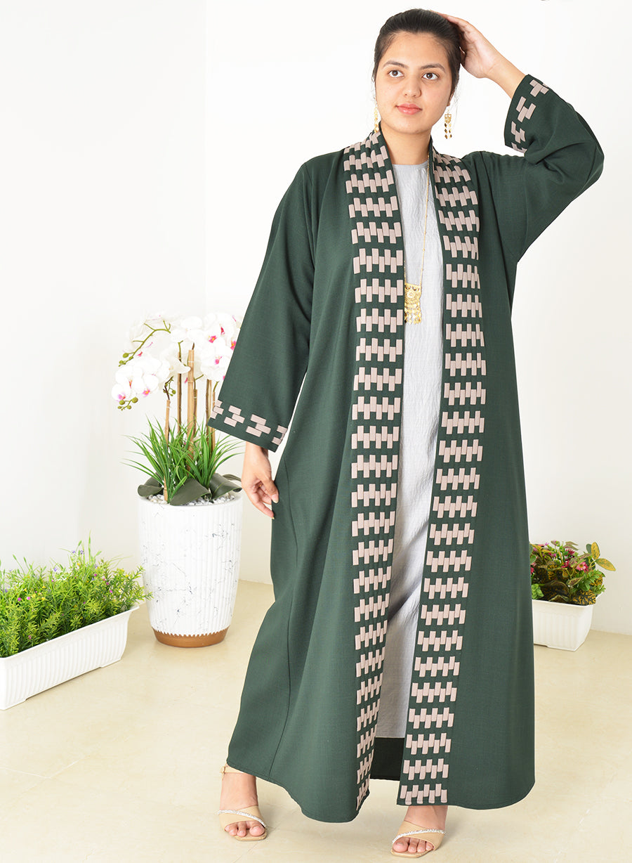 Embrace the Minimalist Chic of our Bisht Style Tweed Abaya | Bsi4011