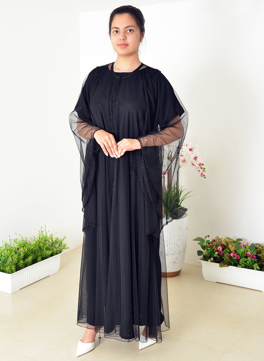 Kaftan-Style Abaya with Bead Embellishments for Elegant Versatility | Bsi4030