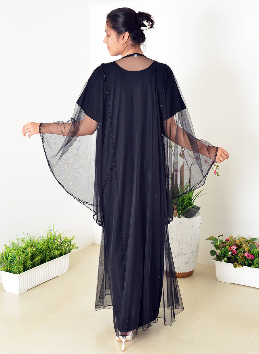 Kaftan-Style Abaya with Bead Embellishments for Elegant Versatility | Bsi4030