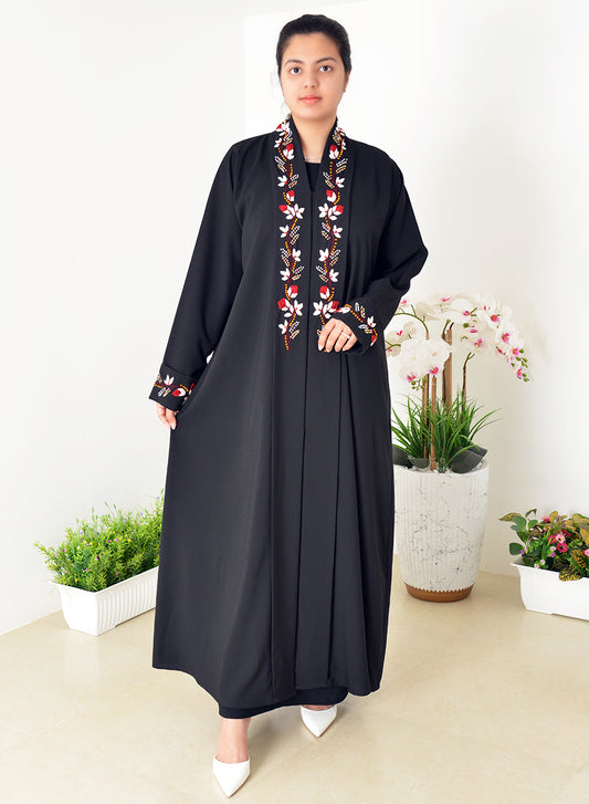 Elegant Cuff And Collar Style Abaya With Exquisite Hand Embroidery | Bsi4032