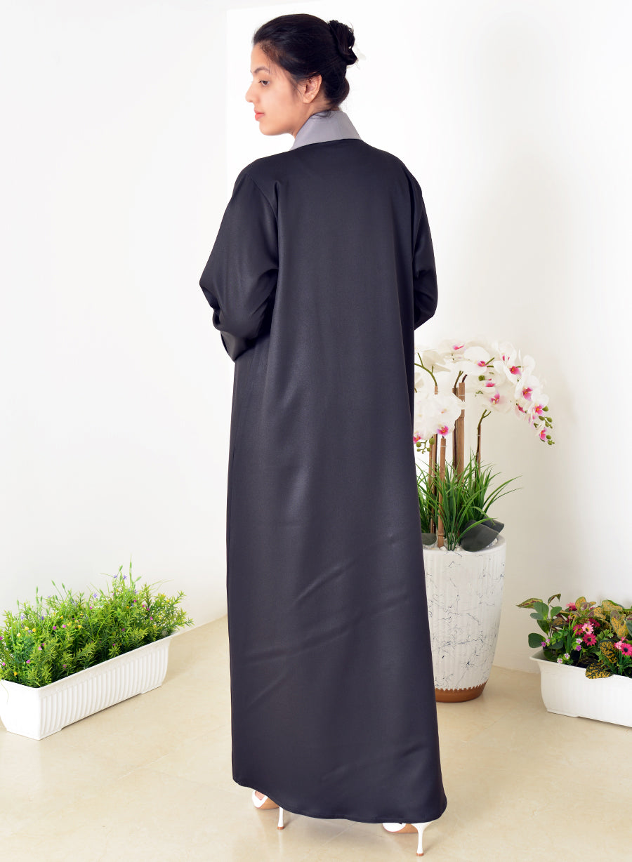 Embrace Modernity With Our Chic Coat-Collar Abaya, Adorned With Elegant Beads | Bsi4044