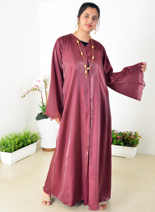 Elegant Organza Abaya with Flared Sleeves in a Stunning Umbrella Style | Bsi4053