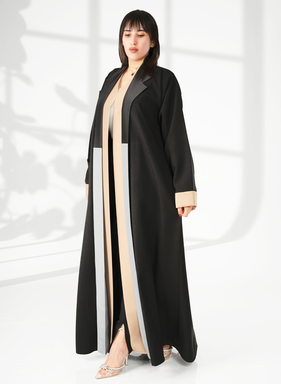 Multi-Color Coat-Collar Bisht Abaya, Featuring Stylish Cuffs For A Modern Flair | Bsi4054