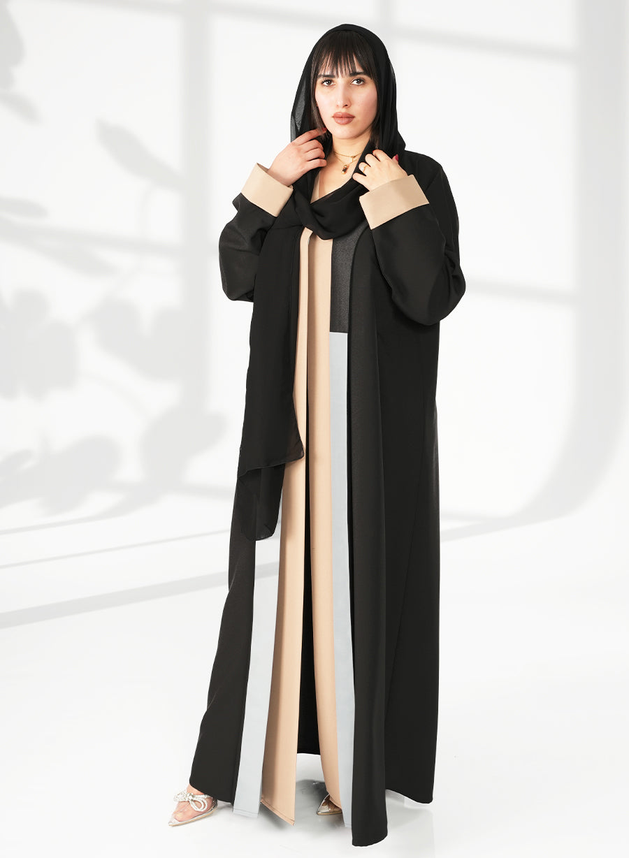 Multi-Color Coat-Collar Bisht Abaya, Featuring Stylish Cuffs For A Modern Flair | Bsi4054