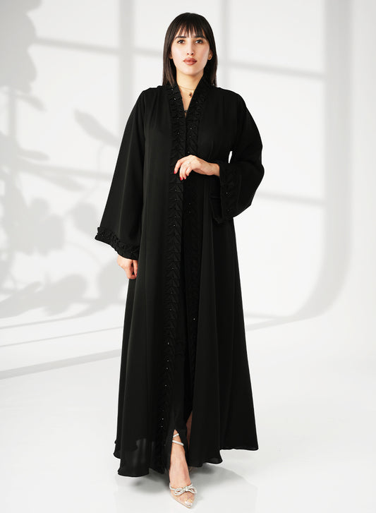 Traditional Abaya With A Modern Touch, Adorned With Bead Embellishments | Bsi4058