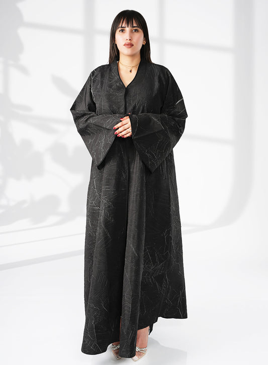 Stunning Self-Embossed Foiled Abaya with Elegant Bell Sleeves for a Luxe Look | Bsi4066