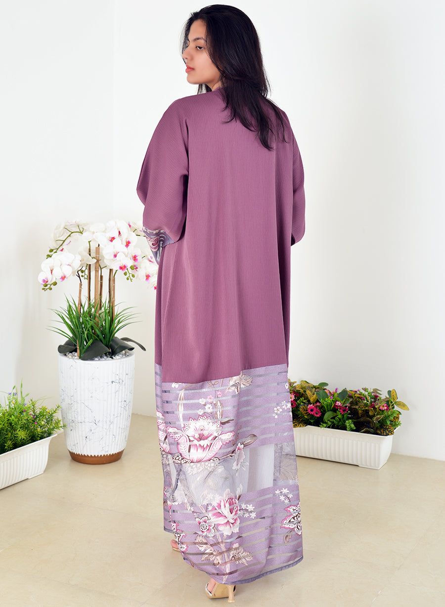 Stylish Self Printed Mesh Abaya With Intricate Embellishments | Bsi4069