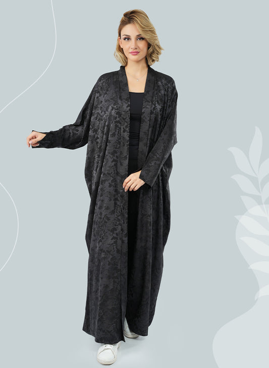 Effortless Elegance with a Self-Printed Collar Style Bahraini Bisht Abaya for a Chic Look | Bsi4076